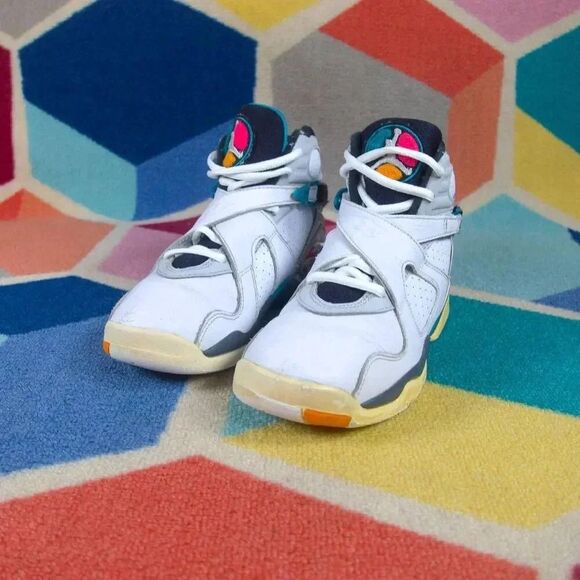 Nike Air Jordan 8 Retro GS Size 4y South Beach White Turbo Green 305368-113 - Picture 4 of 9